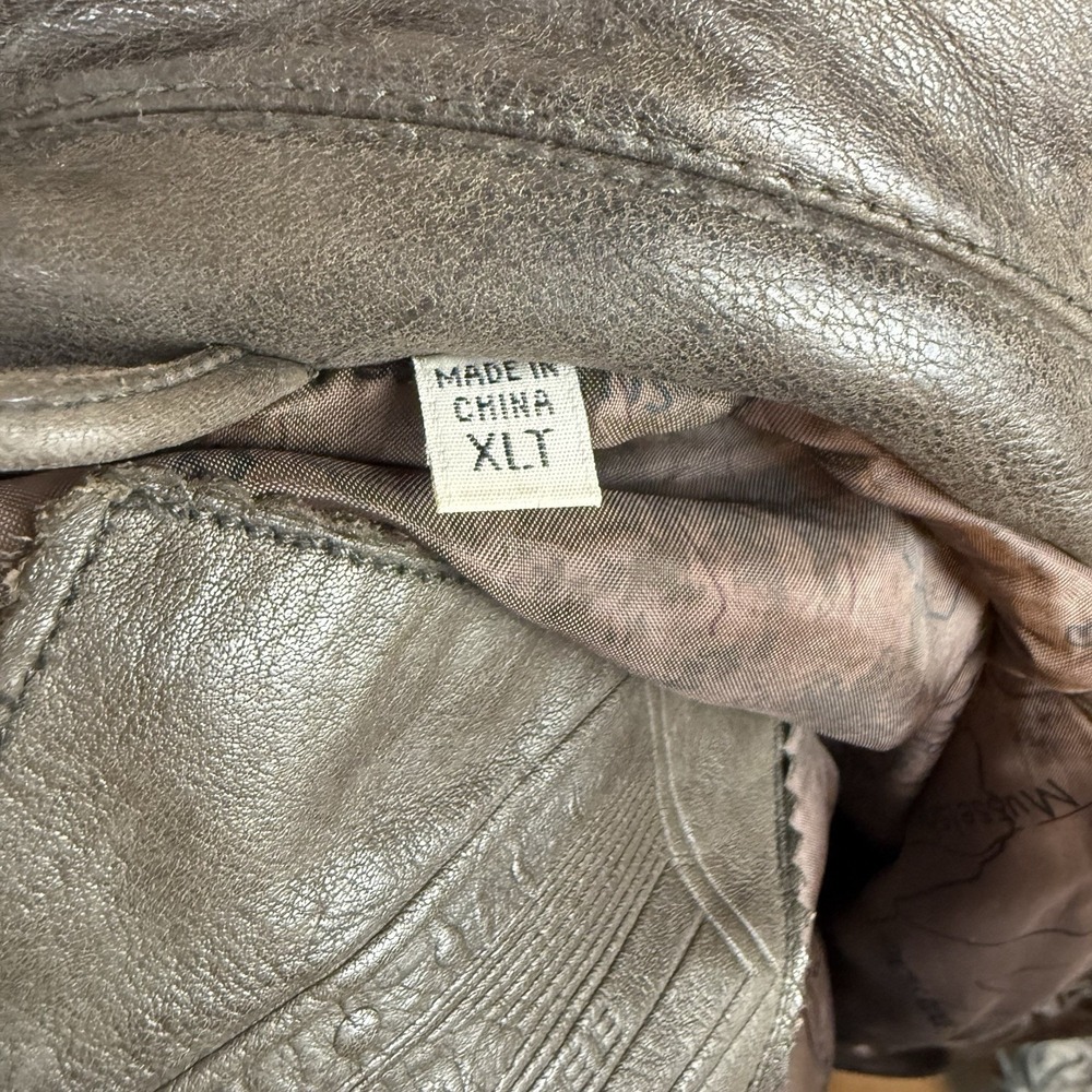 Roundtree And Yorke Leather Jacket Mens XL Tall A2 Flight Bomber Full Zip Brown - Picture 7 of 11